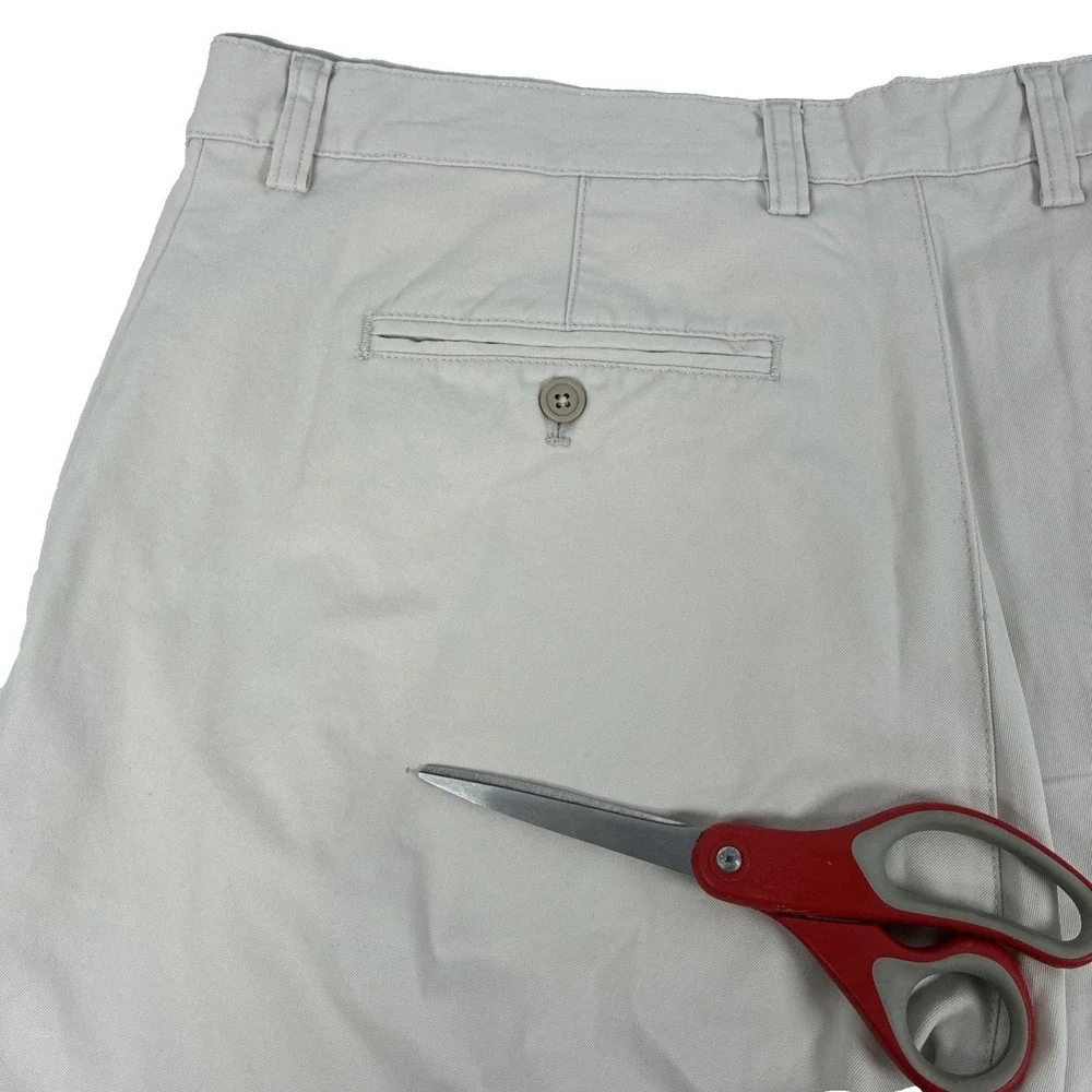 Y2K Mens Chaps Mitchell Relaxed Fit Flat Front Cream Chino Pants Size 38x32 NWT